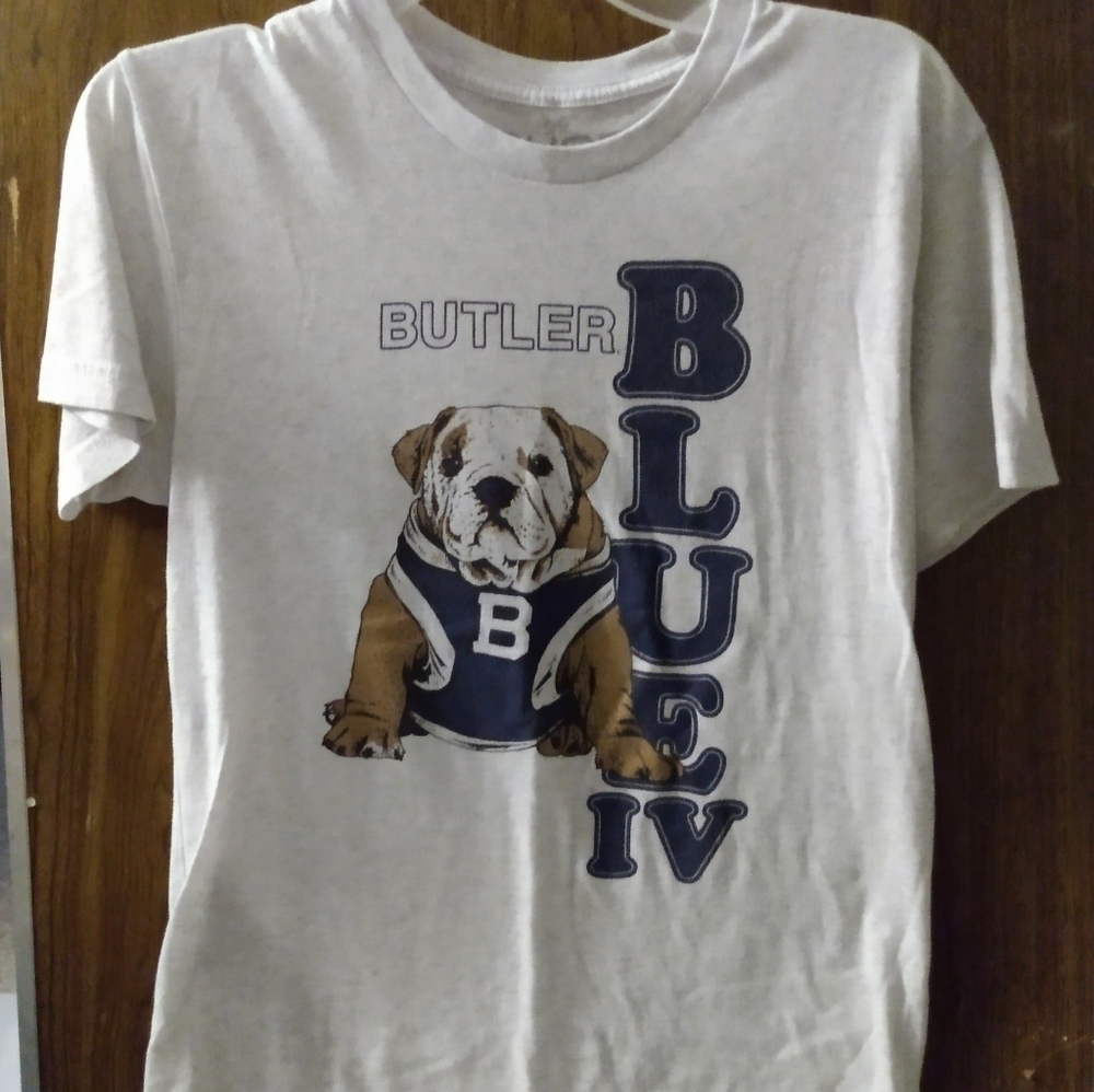 Butler Bulldogs T-shirt, S,  Lt Grey,  Blue IV dog logo, pre-owned